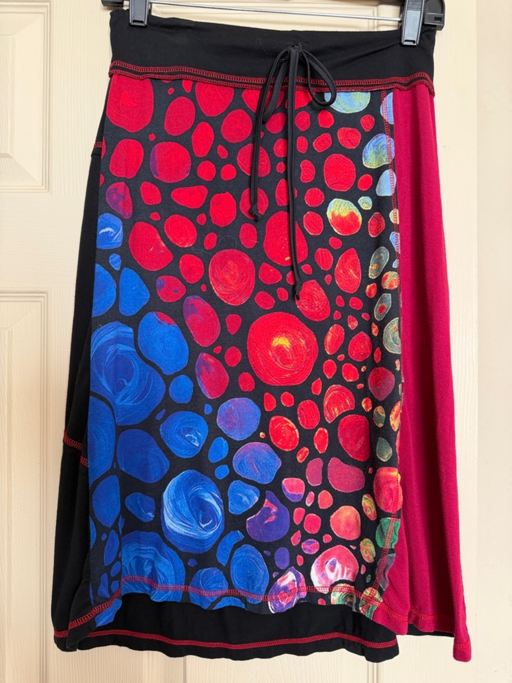 Women's Multicolor Circle-Print Drawstring Skirt